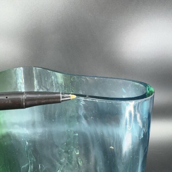 Southern Living Green Clear and Blue Art Glass Vase Abstract Shape Glass Vase - Picture 7 of 16